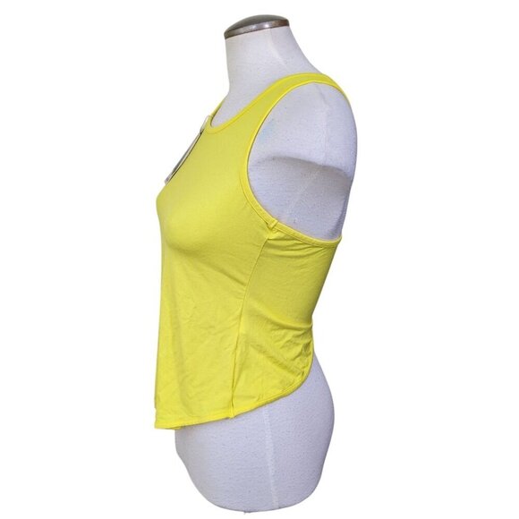 NEW Halara Cut Out Asymmetric Hem Sheer Casual Tank Top Yellow Womens Small - Picture 7 of 9
